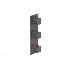 Phylrich 4-591/15AX043 - Pewter Jolie Oval Thermostatic Trim With Two Volume Controls, Square Cutaway Handles, And Light Bl