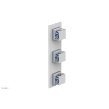 Phylrich 4-591-050X043 - Satin White Jolie Oval Thermostatic Trim With Two Volume Controls, Square Cutaway Handles, And Lig