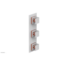 Phylrich 4-591-050X042 - Satin White Jolie Oval Thermostatic Trim With Two Volume Controls, Square Cutaway Handles, And Ora