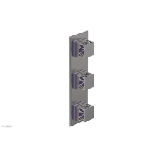 Phylrich 4-591/26DX046 - Satin Chrome Jolie Oval Thermostatic Trim With Two Volume Controls, Square Cutaway Handles, And Pu