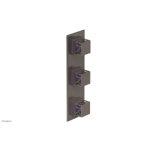 Phylrich 4-591/15AX046 - Pewter Jolie Oval Thermostatic Trim With Two Volume Controls, Square Cutaway Handles, And Purple A