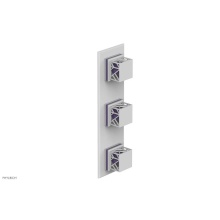 Phylrich 4-591-050X046 - Satin White Jolie Oval Thermostatic Trim With Two Volume Controls, Square Cutaway Handles, And Pur