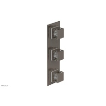 Phylrich 4-591-15AX051 - Pewter Jolie Oval Thermostatic Trim With Two Volume Controls, Square Cutaway Handles, And Gloss Wh