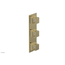 Phylrich 4-591-003X051 - Polished Brass Jolie Oval Thermostatic Trim With Two Volume Controls, Square Cutaway Handles, And