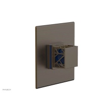 Phylrich 4-593-OEBX044 - Old English Brass Jolie Square Thermostatic/Pressure Balance Shower Trim With Square Cutaway Handl