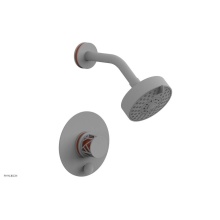 Phylrich 4-677-050X042 - Satin White Jolie Pressure Balance Shower Set With Round Diverter Trim, Round Cutaway Handle, And