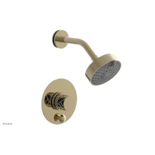 Phylrich 4-677/03UX044 - Polished Brass Uncoated (Living Finish) Jolie Pressure Balance Shower Set With Round Diverter Trim