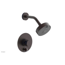 Phylrich 4-677-05WX044 - Weathered Copper Jolie Pressure Balance Shower Set With Round Diverter Trim, Round Cutaway Handle,