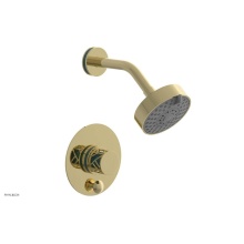 Phylrich 4-677/003X049 - Polished Brass Jolie Pressure Balance Shower Set With Round Diverter Trim, Round Cutaway Handle, A
