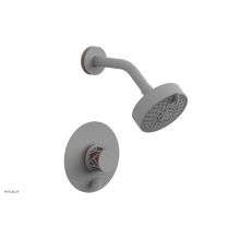 Phylrich 4-677-050X045 - Satin White Jolie Pressure Balance Shower Set With Round Diverter Trim, Round Cutaway Handle, And