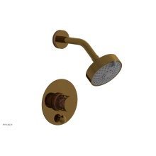 Phylrich 4-677-002X045 - French Brass (Living Finish) Jolie Pressure Balance Shower Set With Round Diverter Trim, Round Cut