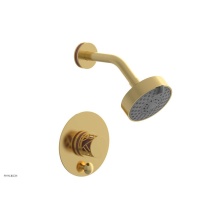 Phylrich 4-677/024X045 - Satin Gold Jolie Pressure Balance Shower Set With Round Diverter Trim, Round Cutaway Handle, And P