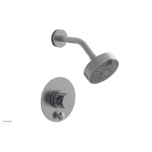 Phylrich 4-677/26DX046 - Satin Chrome Jolie Pressure Balance Shower Set With Round Diverter Trim, Round Cutaway Handle, And