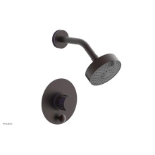 Phylrich 4-677-05WX046 - Weathered Copper Jolie Pressure Balance Shower Set With Round Diverter Trim, Round Cutaway Handle,