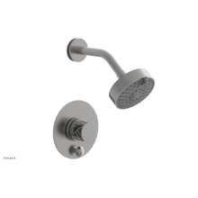 Phylrich 4-677/26DX048 - Satin Chrome Jolie Pressure Balance Shower Set With Round Diverter Trim, Round Cutaway Handle, And