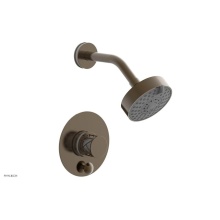 Phylrich 4-677-047X051 - Antique Brass Jolie Pressure Balance Shower Set With Round Diverter Trim, Round Cutaway Handle, An
