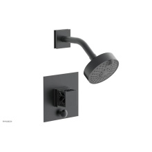 Phylrich 4-678-15GX041 - Gunmetal Gray Jolie Pressure Balance Shower Set With Square Diverter Trim, Square Cutaway Handle,
