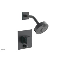 Phylrich 4-678-15GX049 - Gunmetal Gray Jolie Pressure Balance Shower Set With Square Diverter Trim, Square Cutaway Handle,