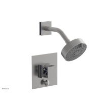 Phylrich 4-678/26DX044 - Satin Chrome Jolie Pressure Balance Shower Set With Square Diverter Trim, Square Cutaway Handle, A
