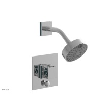 Phylrich 4-678/026X049 - Polished Chrome Jolie Pressure Balance Shower Set With Square Diverter Trim, Square Cutaway Handle