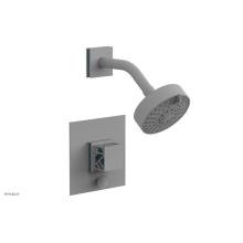 Phylrich 4-678-050X049 - Satin White Jolie Pressure Balance Shower Set With Square Diverter Trim, Square Cutaway Handle, An
