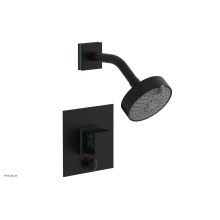 Phylrich 4-678/040X049 - Matte Black Jolie Pressure Balance Shower Set With Square Diverter Trim, Square Cutaway Handle, An