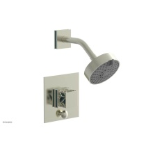 Phylrich 4-678/015X049 - Satin Nickel Jolie Pressure Balance Shower Set With Square Diverter Trim, Square Cutaway Handle, A