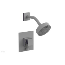 Phylrich 4-678-050X045 - Satin White Jolie Pressure Balance Shower Set With Square Diverter Trim, Square Cutaway Handle, An