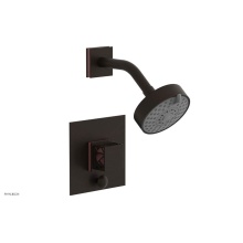 Phylrich 4-678/11BX046 - Antique Bronze Jolie Pressure Balance Shower Set With Square Diverter Trim, Square Cutaway Handle,