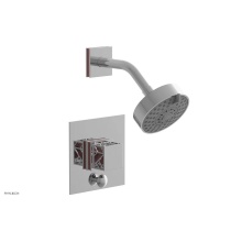 Phylrich 4-678/026X046 - Polished Chrome Jolie Pressure Balance Shower Set With Square Diverter Trim, Square Cutaway Handle