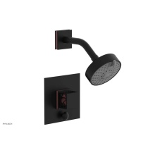 Phylrich 4-678/040X046 - Matte Black Jolie Pressure Balance Shower Set With Square Diverter Trim, Square Cutaway Handle, An