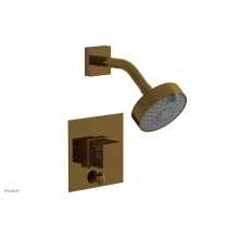 Phylrich 4-678-002X046 - French Brass (Living Finish) Jolie Pressure Balance Shower Set With Square Diverter Trim, Square C