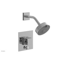 Phylrich 4-678/026X048 - Polished Chrome Jolie Pressure Balance Shower Set With Square Diverter Trim, Square Cutaway Handle