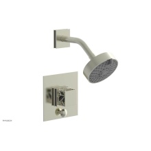 Phylrich 4-678/015X048 - Satin Nickel Jolie Pressure Balance Shower Set With Square Diverter Trim, Square Cutaway Handle, A