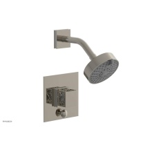 Phylrich 4-678-014X051 - Polished Nickel Jolie Pressure Balance Shower Set With Square Diverter Trim, Square Cutaway Handle