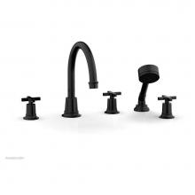 Phylrich 501-50-041 - HEX MODERN Deck Tub Set with Hand Shower - Cross Handles 501-50