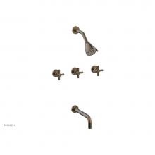 Phylrich D2134-10-OEB - BASIC Three Handle Tub and Shower Set 10'' Spout - Tubular Cross Handles D2134-10