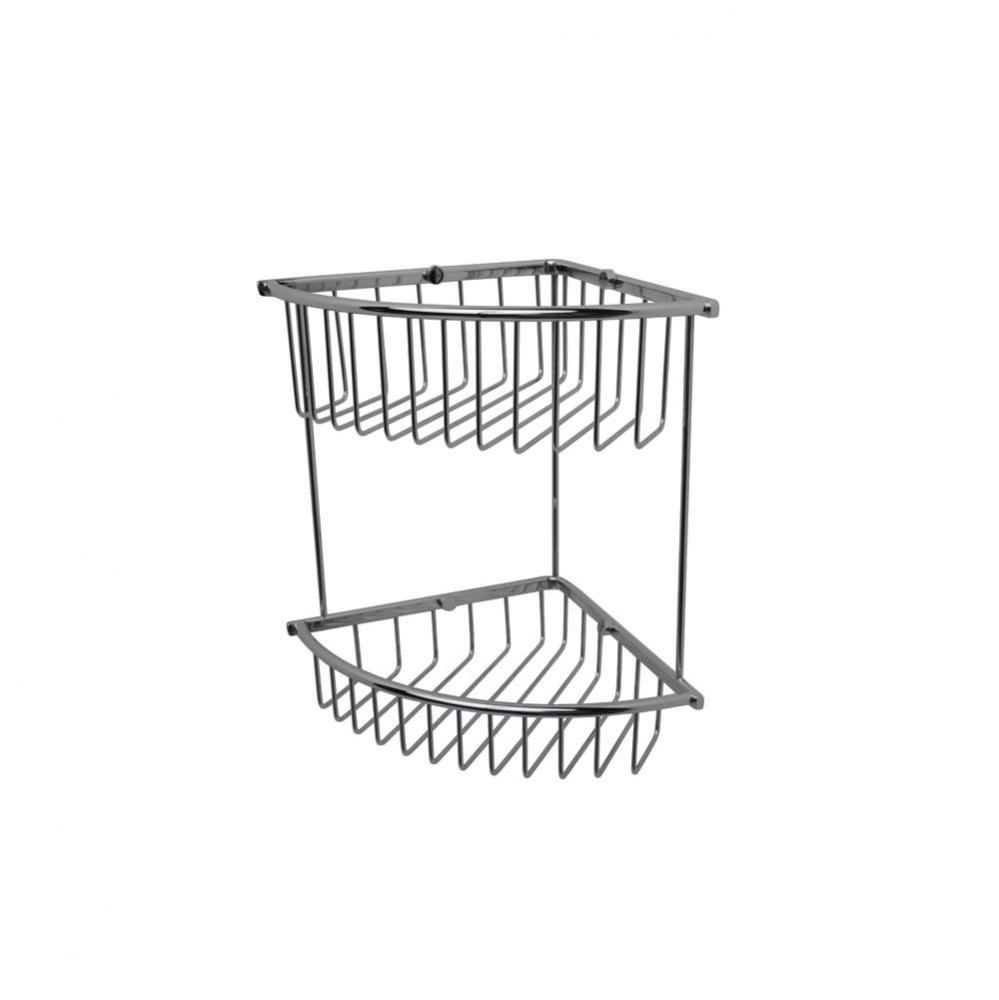 Essentials Chrome Double Corner Wire Soap Basket 8'' X 8'' X 12''