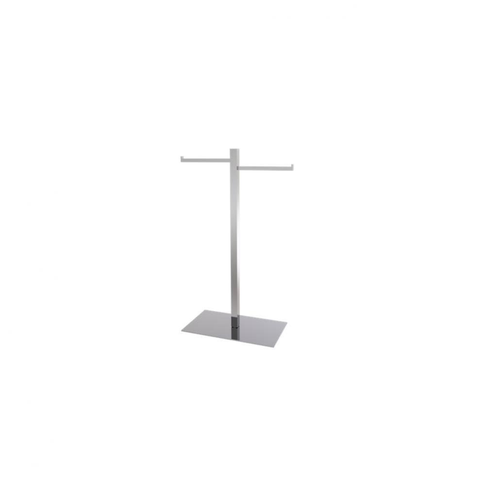Essentials Chrome Free Standing Double Guest Towel Holder, Square Profile
