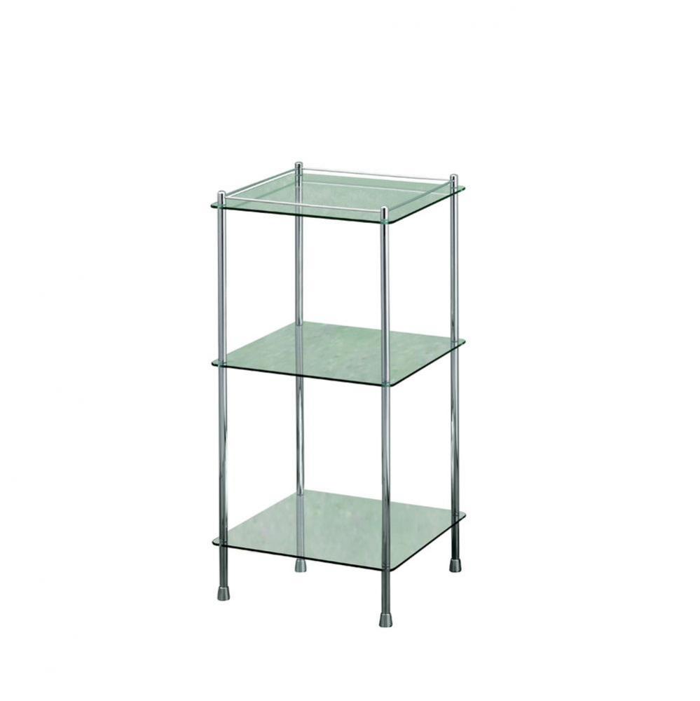 Essentials Chrome 3-Tier Glass Shelf Unit