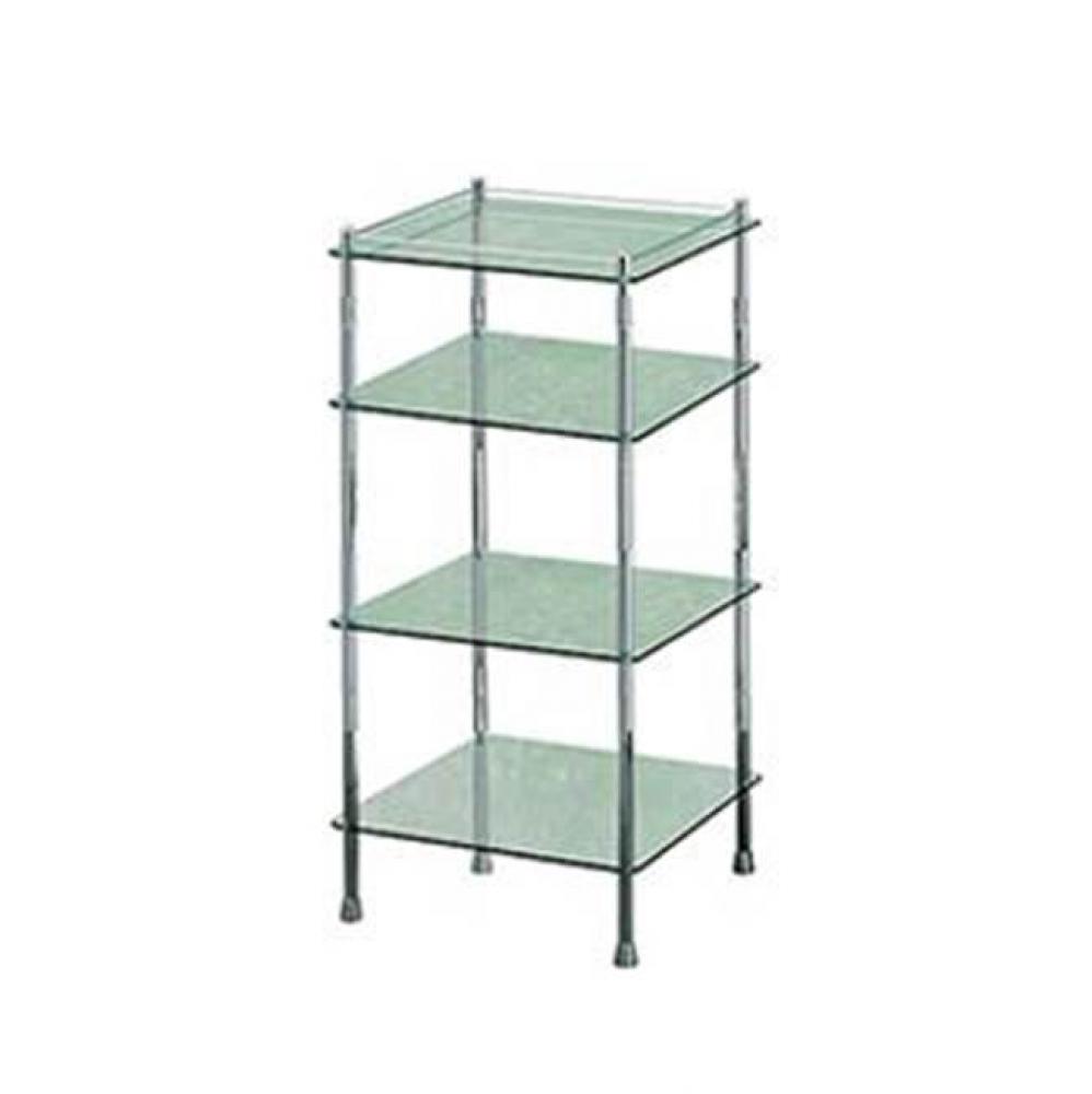 Essentials Chrome 4 Tier Glass Shelf Unit 17 3/4'' X 17 3/4'' X 48''