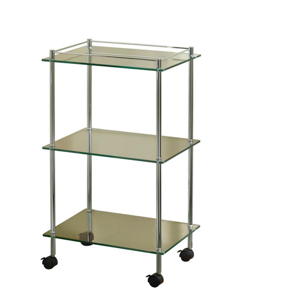 Essentials Chrome Three Tier Cart With Wheels (32'' X 18'' X 11'')