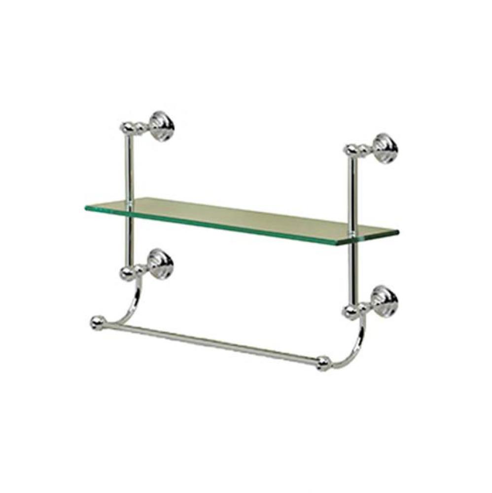 Kingston Chrome Wallmounted Traditional Single Tier Glass Shelf W/Towel Bar