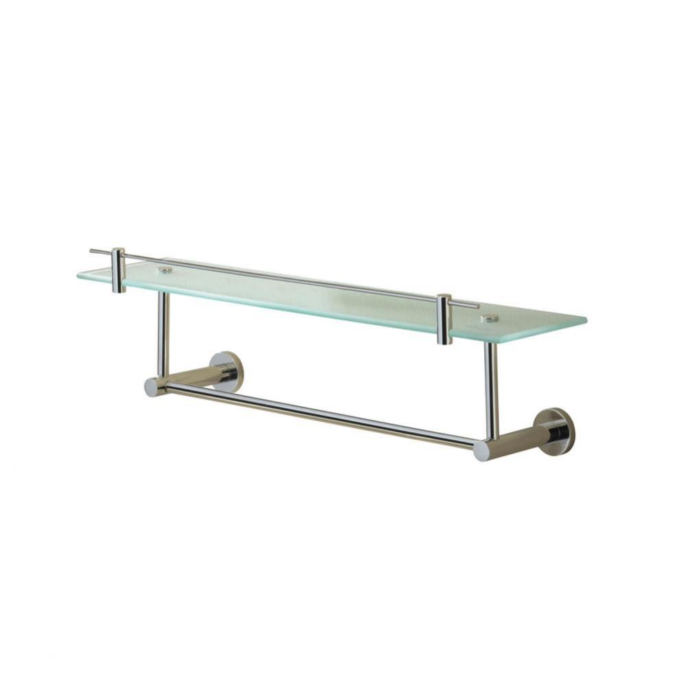 Porto Chrome Finish Glass Shelf With Under Rail (19 3/4'')