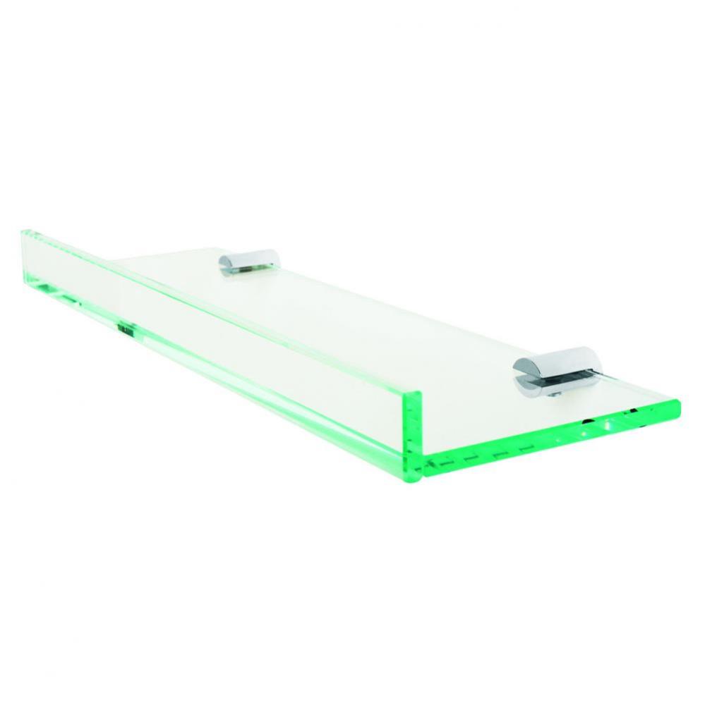 Archis Chrome Glass Shelf W/1'' Front Lip And Round Back Plate - 15 3/4'' X 4