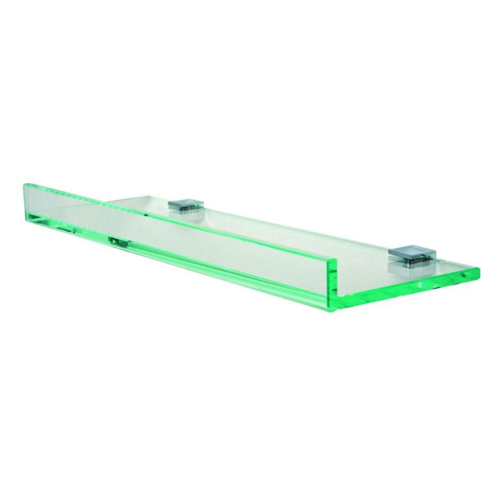 Tetris R Chrome Glass Shelf W/1'' Front Lip And Square Back Plate - 15 3/4'' X