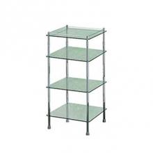 Valsan 57404CR - Essentials Chrome 4 Tier Glass Shelf Unit 17 3/4'' X 17 3/4'' X 48''