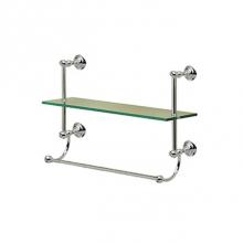 Valsan 66307CR - Kingston Chrome Wallmounted Traditional Single Tier Glass Shelf W/Towel Bar