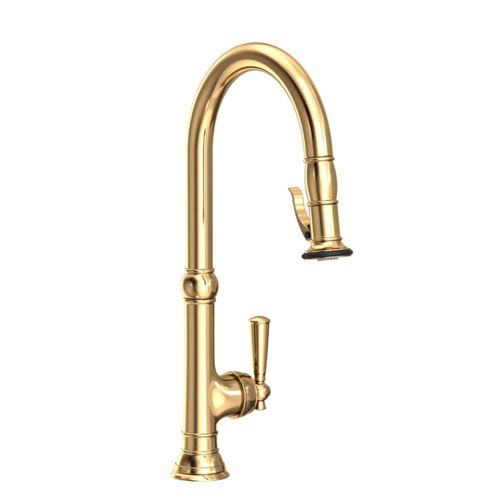 Jacobean Pull-Down Kitchen Faucet - Trigger Spray Uncoated Polished Brass (Living, non-returnable)