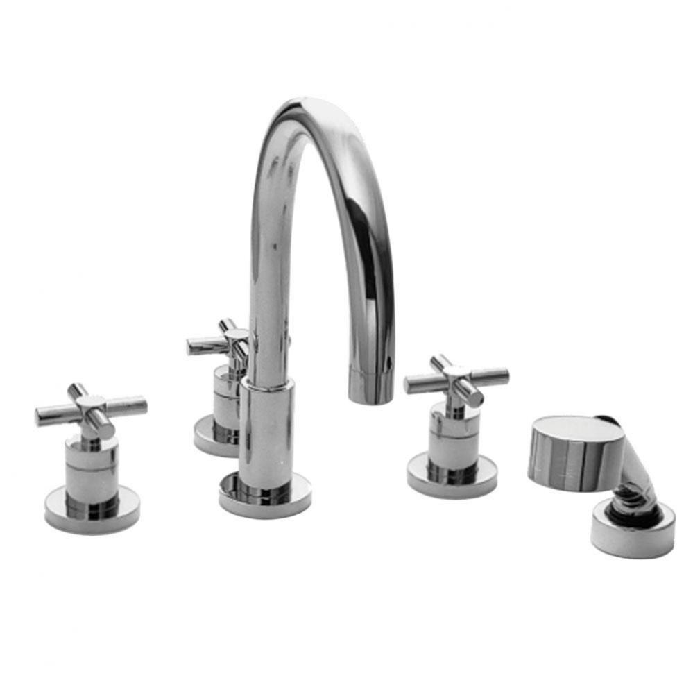 East Linear Roman Tub Faucet with Hand Shower